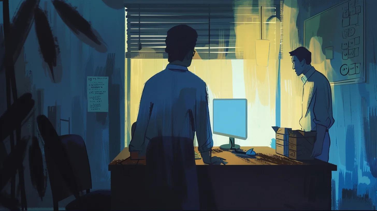 Distressed homeowner receiving a dubious offer from a predatory investor in a dimly lit office, illustrating the risks of exploitation during foreclosure