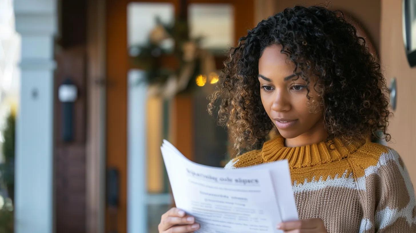 Homeowner examining an unsolicited investor offer letter, highlighting the importance of recognizing predatory tactics