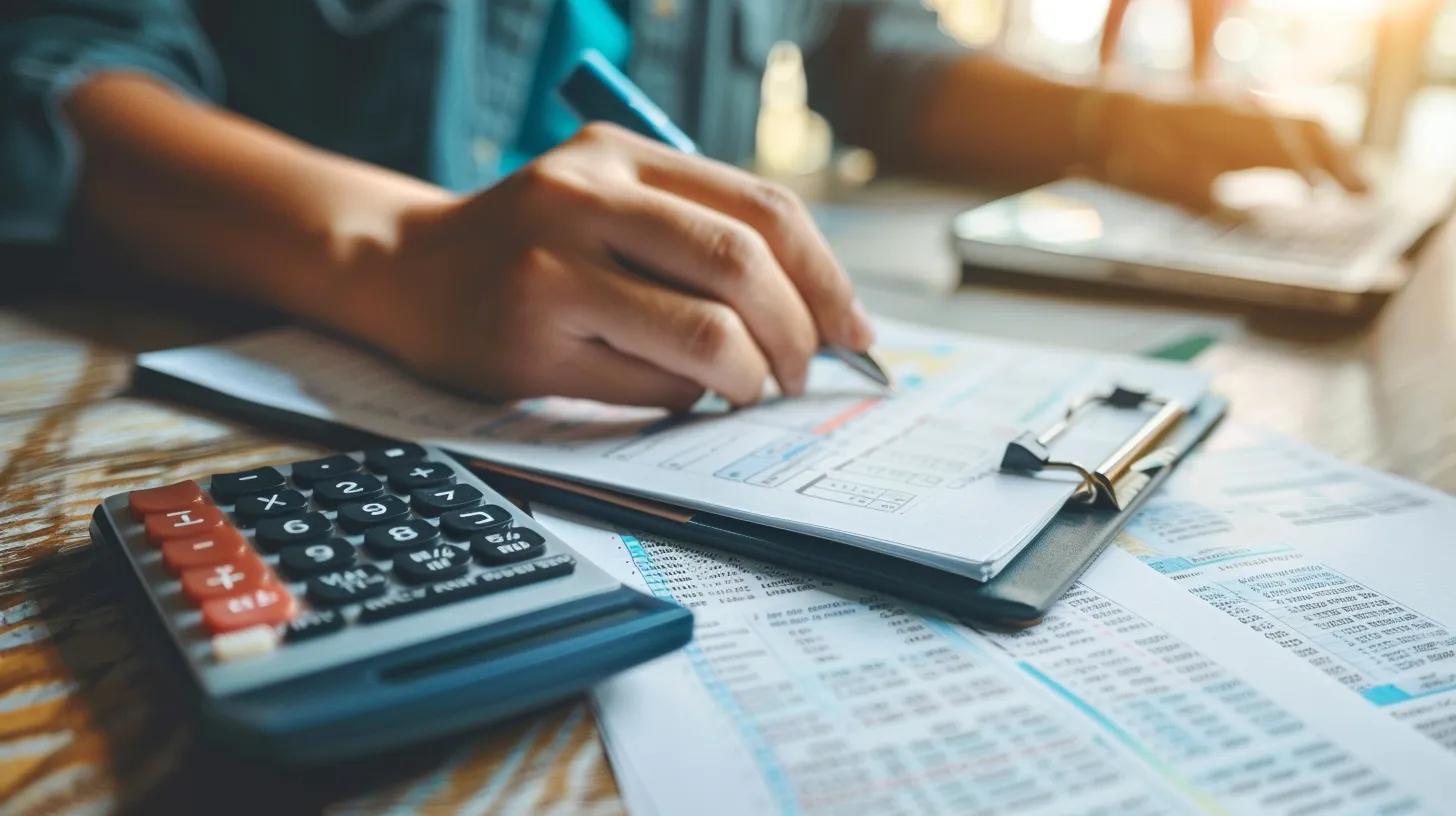 Hands calculating equity with property documents and a calculator