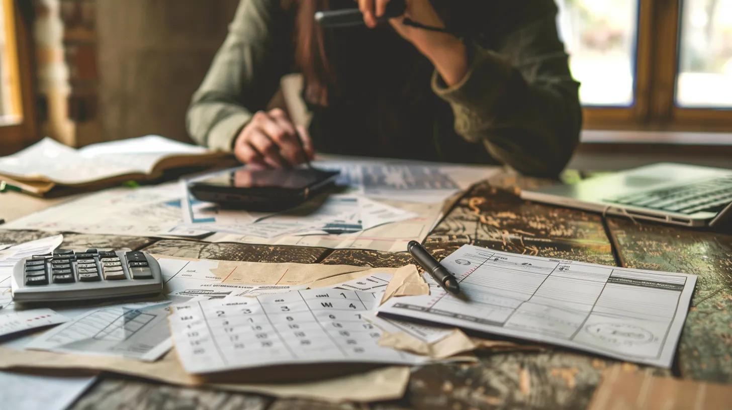 Homeowner reviewing documents and calculator during tax or mortgage foreclosure process in Michigan.